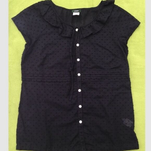 J CREW Swiss Dot Ruffle Cotton Shirt - Picture 6 of 14